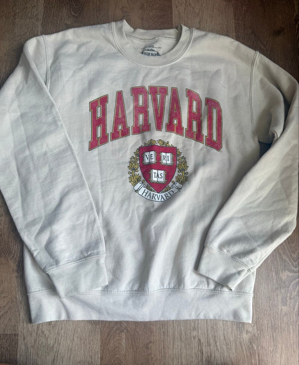 Vintage Style Harvard University Sweatshirt Ivory Cream S